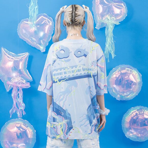 ACDC RAG - Cyber Jellyfish Anime Oversized Tee - Picture 3 of 8